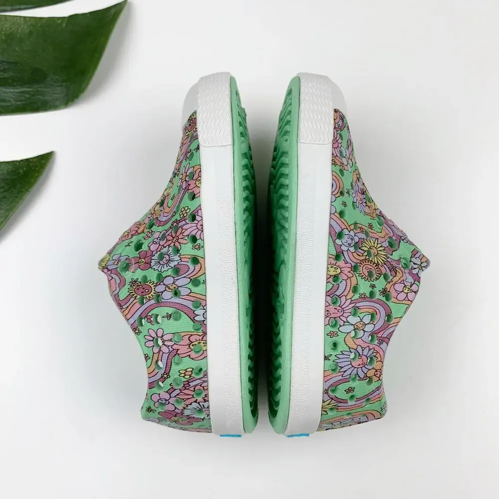 Native Jefferson Sugarlite Slip On Shoes Green Floral Sandals Kids Toddler C4